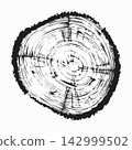 Tree trunk cut texture, wood slice annual rings vector pattern 142999502