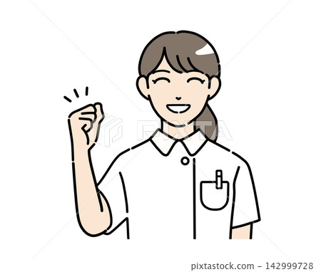 An illustration of a young female nurse making a victory pose. An illustration of a young female nurse making a victory pose. 142999728
