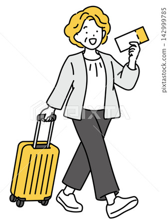 老年女性為了粉絲活動而旅行 老年女性為了粉絲活動而旅行 142999785