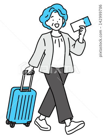 Senior women traveling for their fan activities Senior women traveling for their fan activities 142999786