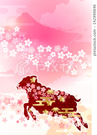 A traditional Japanese design featuring Mount Fuji and cherry blossoms. A traditional Japanese design featuring Mount Fuji and cherry blossoms. 142999846