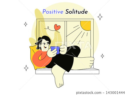 Positive Solitude Vector Illustration Featuring Peaceful Person Enjoying Quiet Time Alone in Nature, Mindfulness, Relaxation, and Personal Wellbeing Positive Solitude Vector Illustration Featuring Peaceful Person Enjoying Quiet Time Alone in Nature, Mindfulness, Relaxation, and Personal Wellbeing 143001444