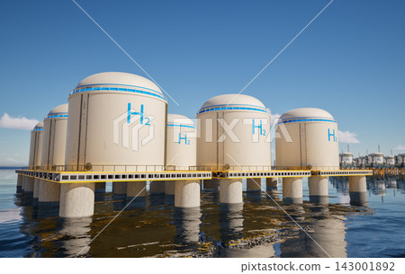 Hydrogen storage system floating on offshore platform 143001892