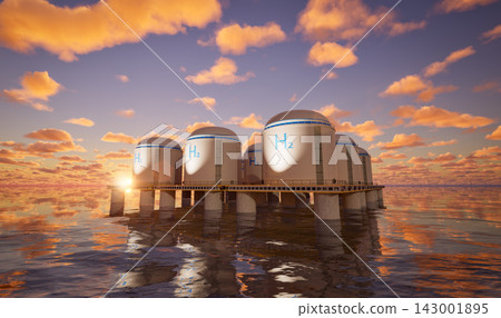 Hydrogen storage system floating on offshore platform Hydrogen storage system floating on offshore platform 143001895