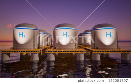Hydrogen storage system floating on offshore platform Hydrogen storage system floating on offshore platform 143001897