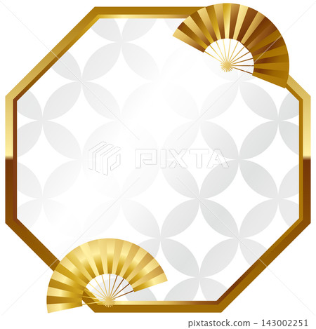 A luxurious, Japanese-style octagonal frame in white and gold. 143002251