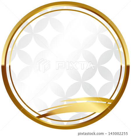 A luxurious, Japanese-style circular frame in white and gold. A luxurious, Japanese-style circular frame in white and gold. 143002255