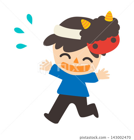 Setsubun (Bean-Throwing Festival): A man wearing a red demon mask - Vector illustration Setsubun (Bean-Throwing Festival): A man wearing a red demon mask - Vector illustration 143002470