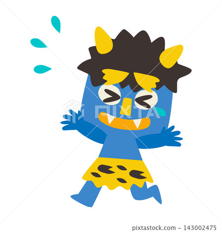 Setsubun (Bean-Throwing Festival): Blue Oni (Demon) running away crying - Vector illustration Setsubun (Bean-Throwing Festival): Blue Oni (Demon) running away crying - Vector illustration 143002475