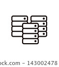 A data center server management icon with stacked servers. 143002478