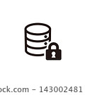 Simple line drawing icons representing database security and information protection. 143002481