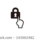 Finger icon tapping the security lock 143002482