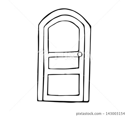 Door Wooden Entrance Arch Doodle Outline Illustration Black And White Door Wooden Entrance Arch Doodle Outline Illustration Black And White 143003154