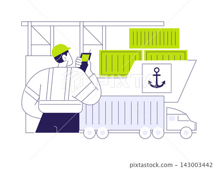 Port road transportation abstract concept vector illustration. Port road transportation abstract concept vector illustration. 143003442