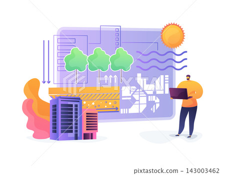 Street Bioswale Integration Layout abstract concept vector illustration. Street Bioswale Integration Layout abstract concept vector illustration. 143003462