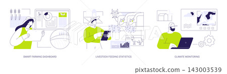 Modern agriculture technologies abstract concept vector illustrations. Modern agriculture technologies abstract concept vector illustrations. 143003539