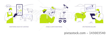 Smart farming technologies abstract concept vector illustrations. Smart farming technologies abstract concept vector illustrations. 143003540