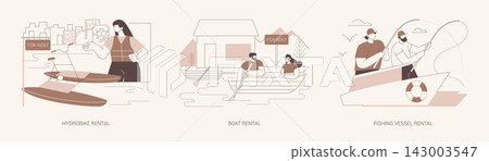 Boat rental isolated cartoon vector illustrations se 143003547