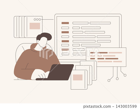 Programming language learning isolated cartoon vector illustrations. Programming language learning isolated cartoon vector illustrations. 143003599