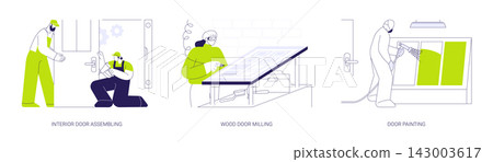 Doors production abstract concept vector illustrations. Doors production abstract concept vector illustrations. 143003617