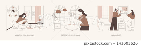 Decorating home isolated cartoon vector illustrations se Decorating home isolated cartoon vector illustrations se 143003620