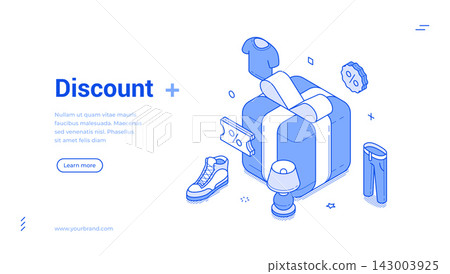 Discount Sale And Gift Concept Isometric Vector Illustration Web Banner Template Discount Sale And Gift Concept Isometric Vector Illustration Web Banner Template 143003925