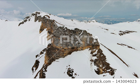 Snow mountain range landscape with clouds Alps Snow mountain range landscape with clouds Alps 143004023