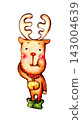 A cute hand-drawn illustration of a Christmas reindeer. 143004639