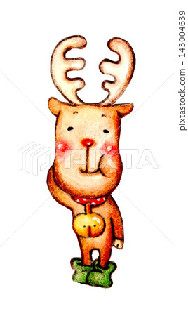 A cute hand-drawn illustration of a Christmas reindeer. A cute hand-drawn illustration of a Christmas reindeer. 143004639