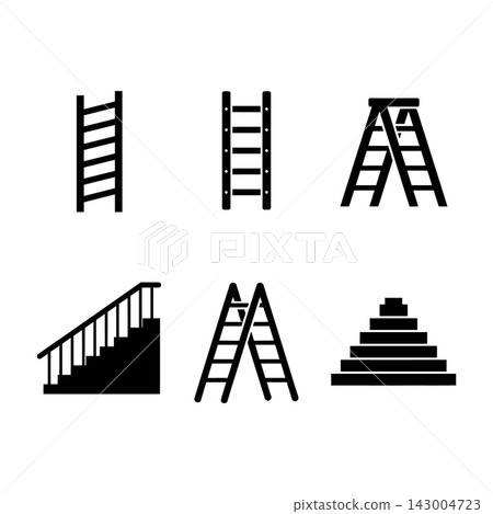 Black And White Ladder And Staircase Icon Set For Web Design Black And White Ladder And Staircase Icon Set For Web Design 143004723