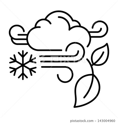 Weather icon with snowflake cloud wind leaves Weather icon with snowflake cloud wind leaves 143004960