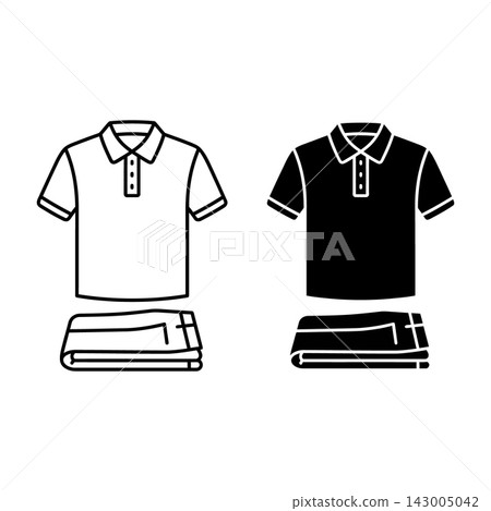 Polo shirts and folded trousers clothing set Polo shirts and folded trousers clothing set 143005042