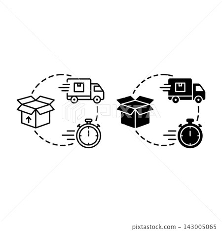 Express Delivery Concept Icons With Truck Package And Stopwatch On White Background 143005065