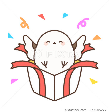 A long-tailed tit flying out of a gift box (with confetti, no lid) A long-tailed tit flying out of a gift box (with confetti, no lid) 143005277