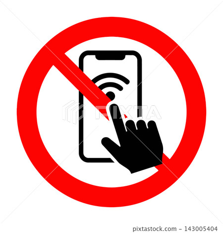 No mobile phone signal icon with red circle ban symbol No mobile phone signal icon with red circle ban symbol 143005404