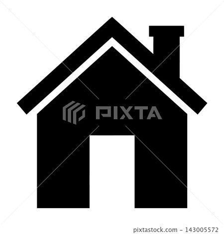 Black silhouette of a house with a chimney and door on white background Black silhouette of a house with a chimney and door on white background 143005572