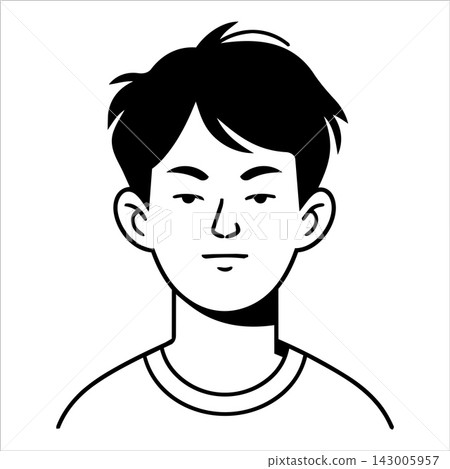 Diverse people avatar portraits featuring calm serious young man 143005957