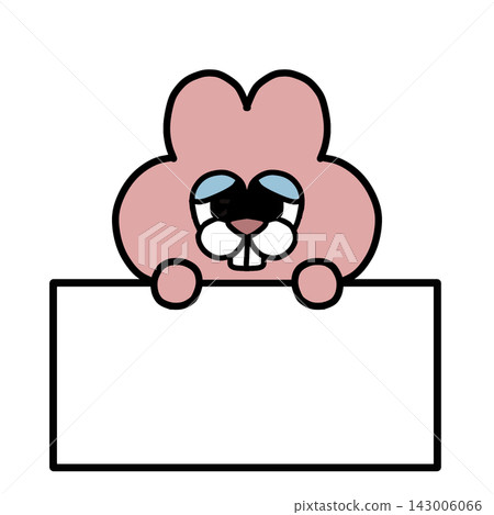 A sign featuring a relaxed rabbit A sign featuring a relaxed rabbit 143006066