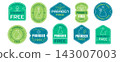 Paraben free badges logo, non preservatives stamps, eco friendly symbols 143007003