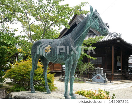 A statue of Prince Shotoku's beloved horse, "Kurokoma," located at Tachibana-dera Temple. A statue of Prince Shotoku's beloved horse, "Kurokoma," located at Tachibana-dera Temple. 143007261