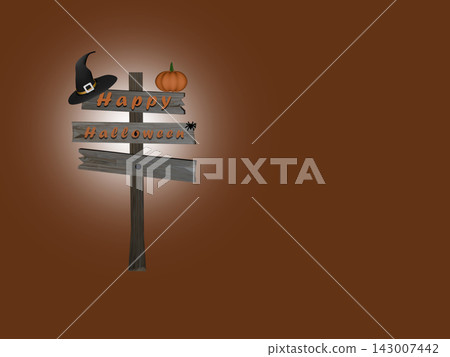 Halloween rickety old wooden signpost brown background Halloween rickety old wooden signpost brown background 143007442