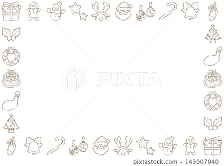 Cute hand-drawn style Christmas frame Cute hand-drawn style Christmas frame 143007940