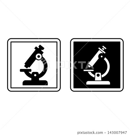 Laboratory Signs. Black and White Vector Icons. Research Microscope. Scientific and Technical Experiment Room. Hospital Department Sign 143007947