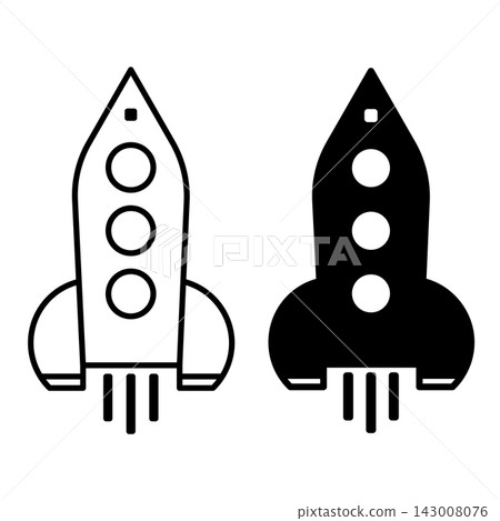 Rocket icons. Black and White Vector Icon of Rocket Taking Off. Space Travel. Registration of the Project Launch. Symbol of Creative Idea Rocket icons. Black and White Vector Icon of Rocket Taking Off. Space Travel. Registration of the Project Launch. Symbol of Creative Idea 143008076
