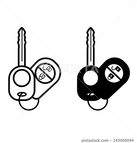 Car Key Icons. Black and White Vector Icons of Vehicle Keys. Security Alarm System. Car Service Concept 143008094