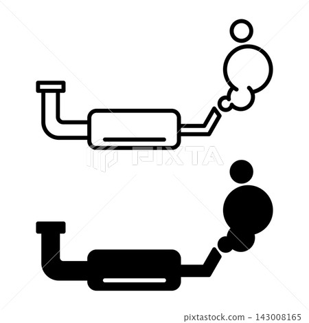 Exhaust icons. Black and White Vector Icons of Car Exhaust Pipe. Car service concept Exhaust icons. Black and White Vector Icons of Car Exhaust Pipe. Car service concept 143008165