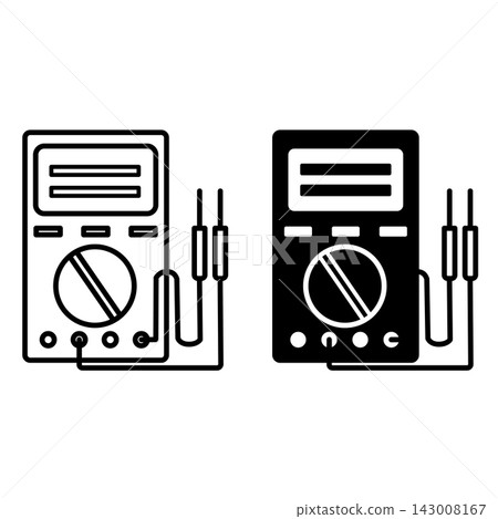 Multimeter icons. Black and White Vector Electrical Service Icons. Electrical Measurements, Testing, and Troubleshooting. Car service concept Multimeter icons. Black and White Vector Electrical Service Icons. Electrical Measurements, Testing, and Troubleshooting. Car service concept 143008167