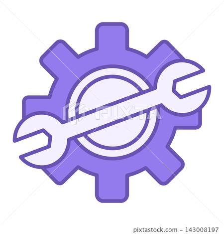 Colored Service Icon. Vector Icon of Gear and Wrench. Service Tools. Car service concept 143008197