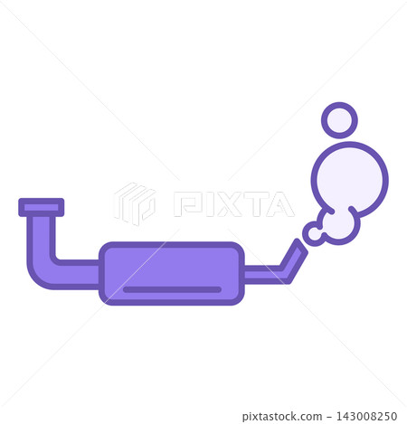 Exhaust Color Icon. Vector Icon of Car Exhaust Pipe. Car service concept 143008250