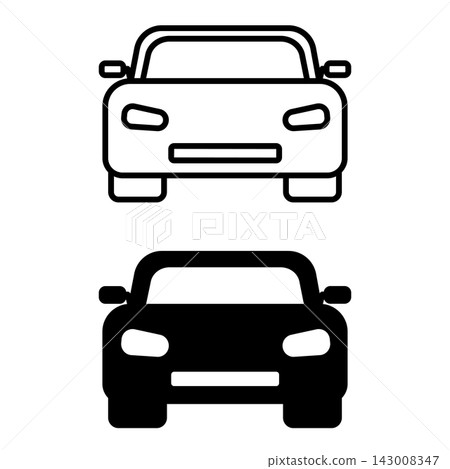Car icons. Black and White Vector Icons of Vehicle Front. Car service concept Car icons. Black and White Vector Icons of Vehicle Front. Car service concept 143008347